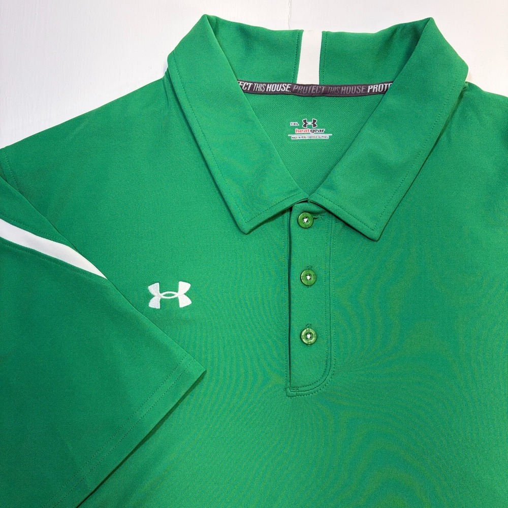 NWT Under Armour Mens 3XL HeatGear Polo Shirt Green White Golf Active